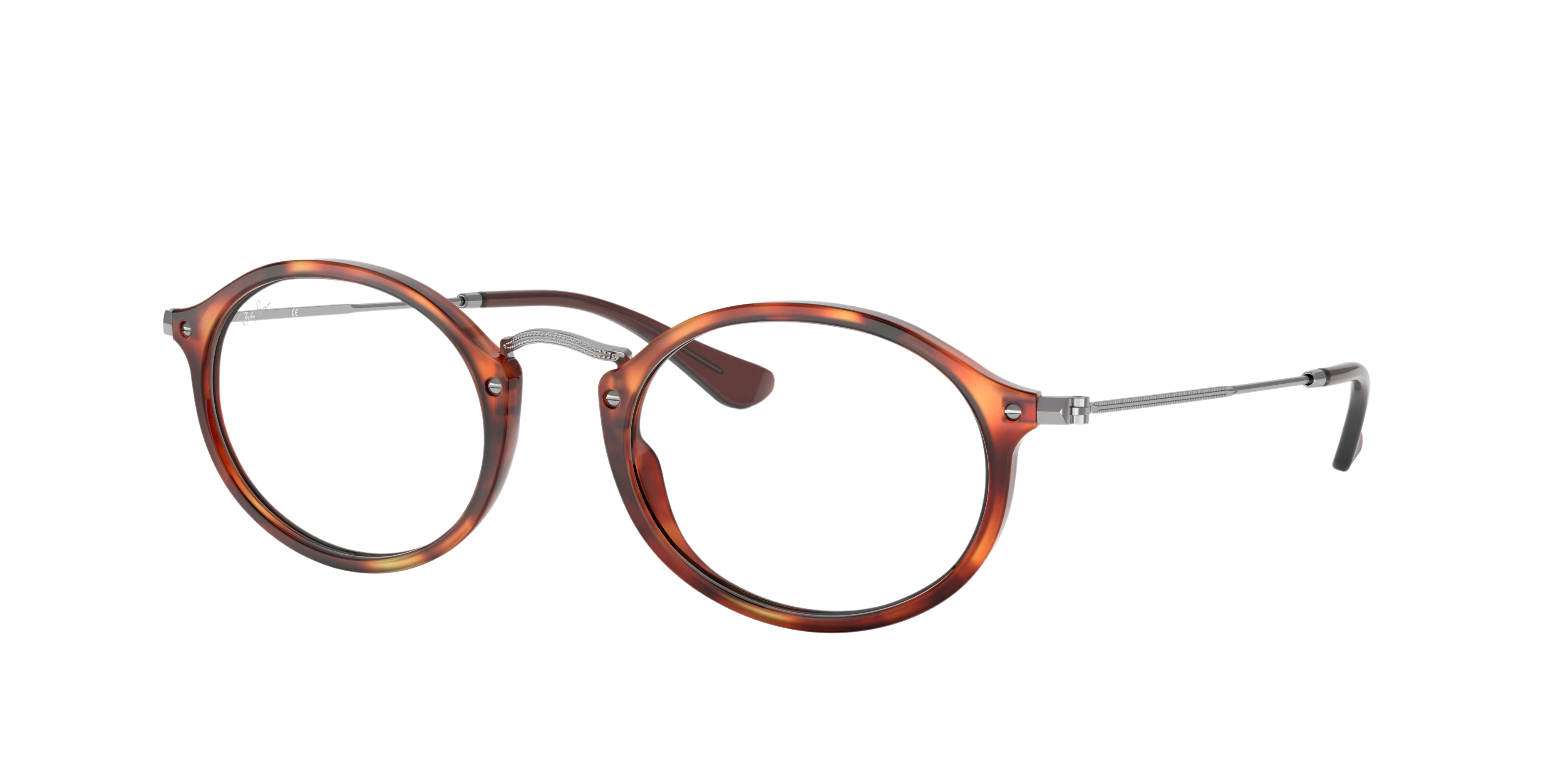 Ray-Ban RX2547V round eyeglasses in Havana Red