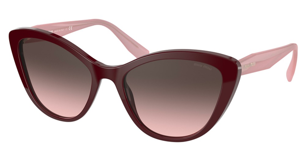Miu Miu MU 05XSA cateye sunglasses in Bordeaux/Pink Gradient Grey