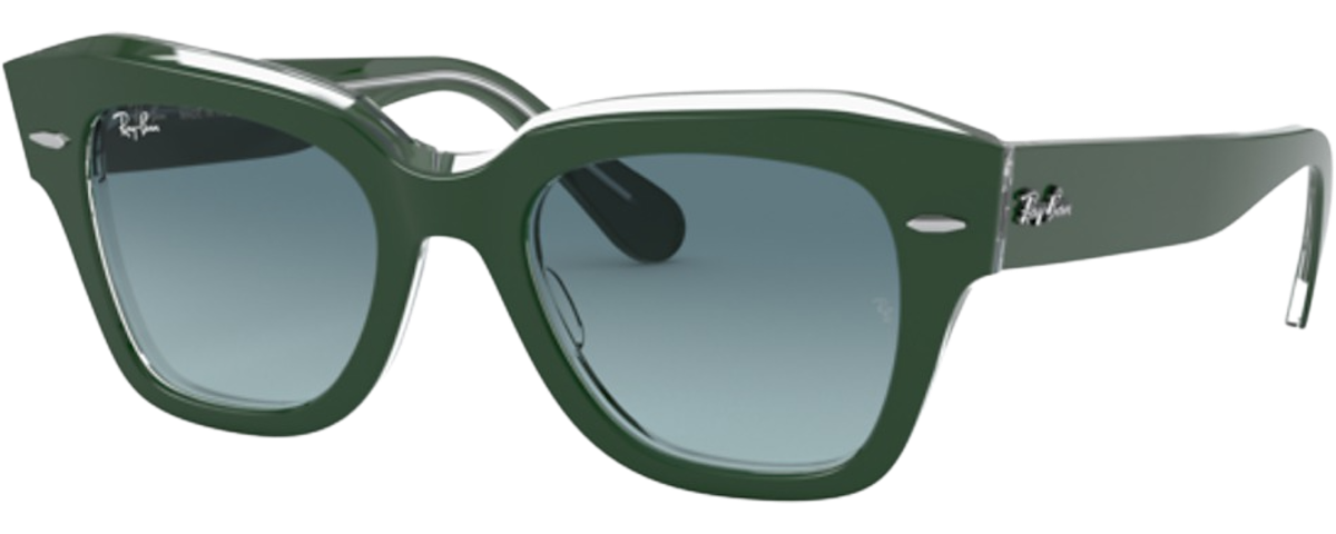 GREEN ON TRANSPARENT / BLUE GRADIENT GREY