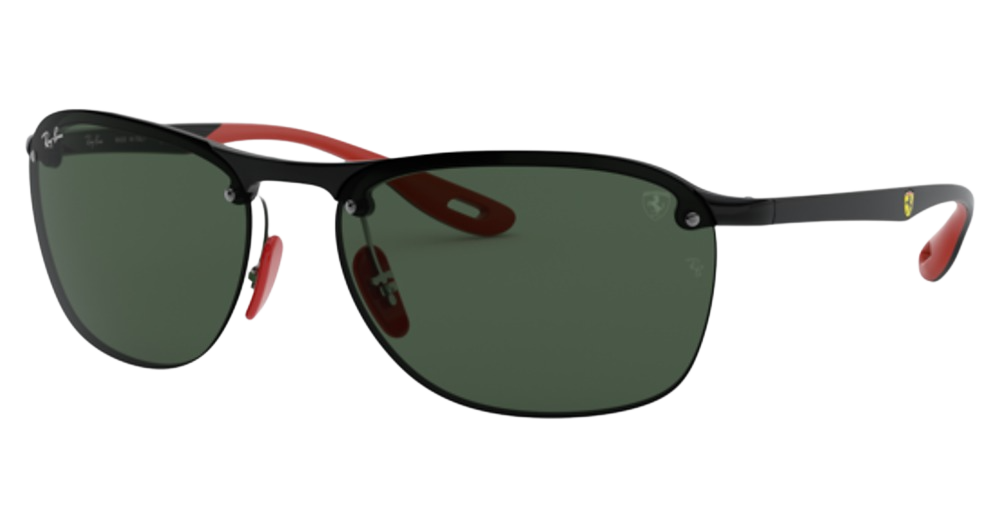 Ray-Ban RB4302M FERRARI round sunglasses in Black/Dark Green
