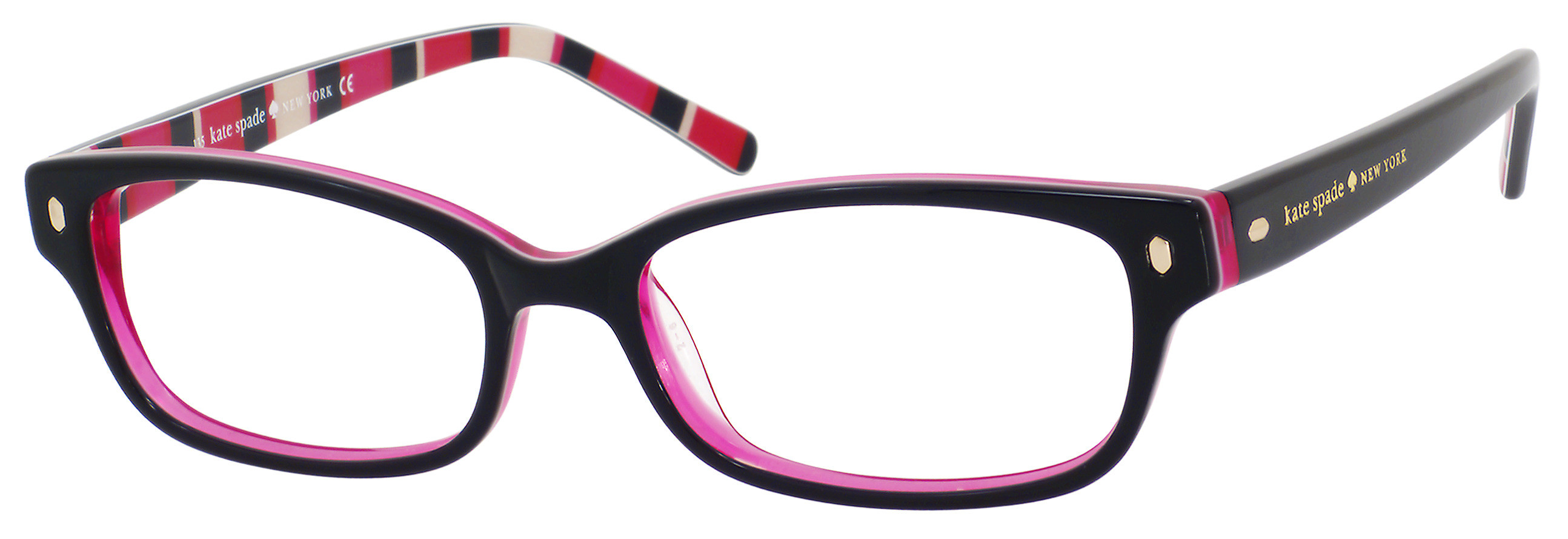Kate Spade Lucyann Us rectangle eyeglasses in Black Pink Striped