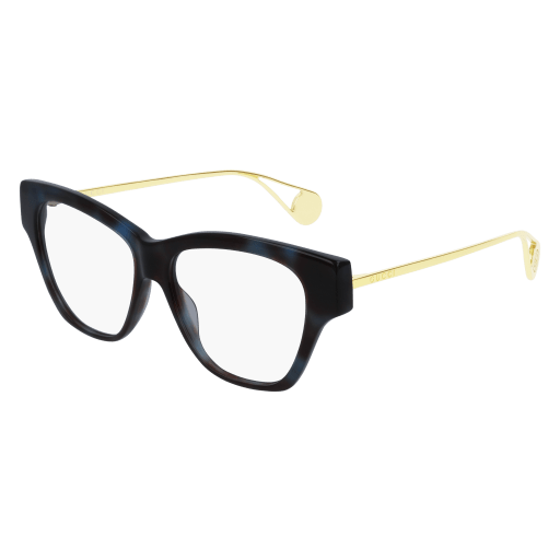 Gucci GG0438O rectangle eyeglasses in Havana Gold Transparent