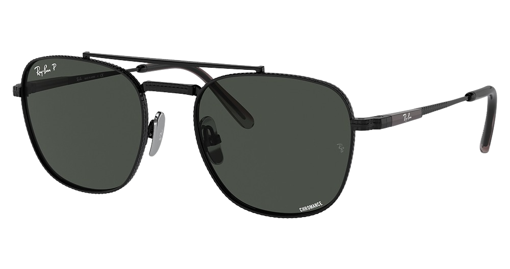 Ray-Ban RB8258 FRANK II TITANIUM aviator sunglasses in Black/Polarized Dark Grey