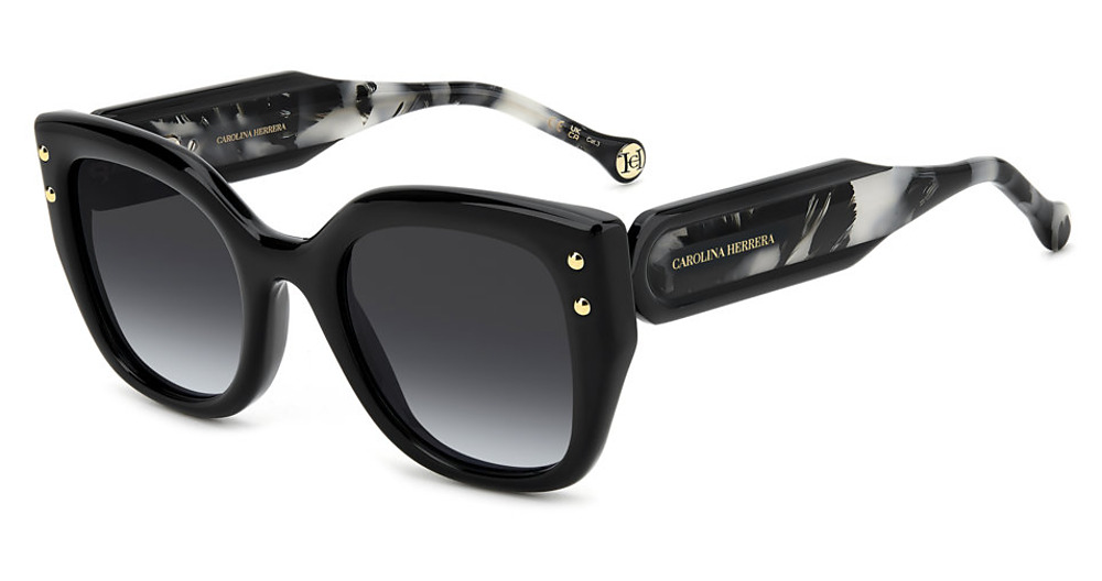 Carolina Herrera HER 0312/S square sunglasses in Black/Dark Grey Shaded