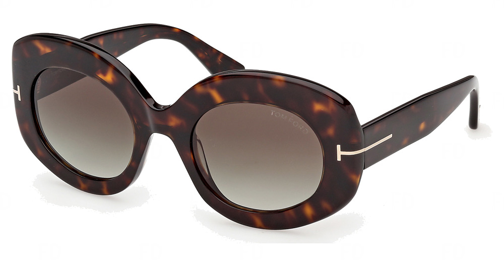 Tom Ford FT1346-F round sunglasses in Dark Havana/Gradient Smoke