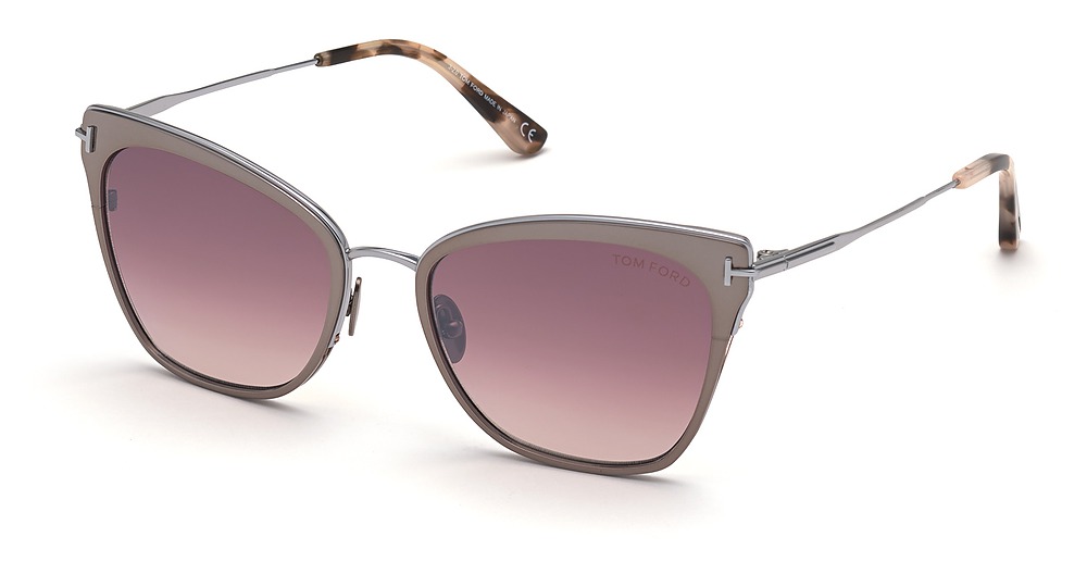 Tom Ford FT0843 cateye sunglasses in Shiny Dark Ruthenium/Bordeaux Mirror