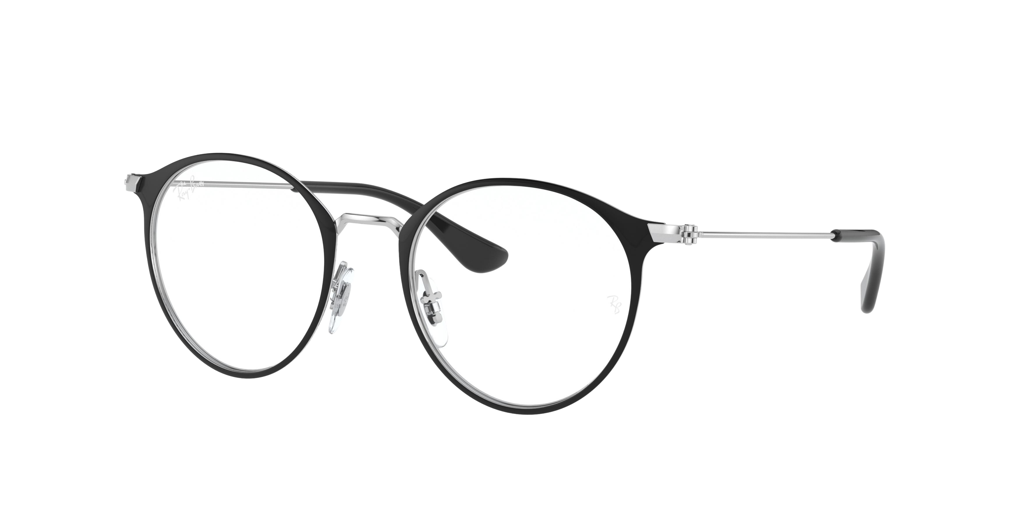 Ray-Ban RY1053 round eyeglasses in Silver on Top Black