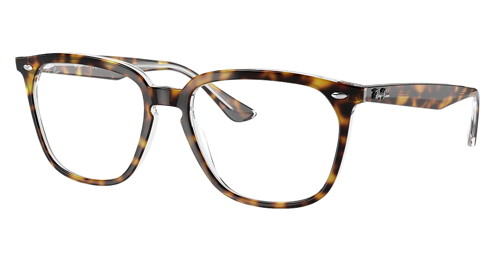 Ray-Ban RX4362VF round eyeglasses in Havana on Transparent