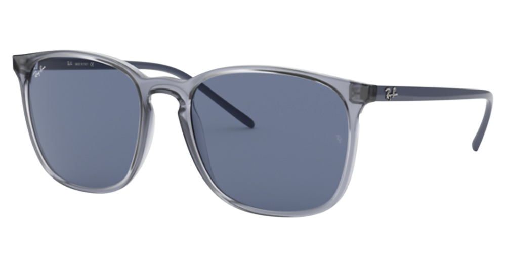 Ray-Ban RB4387 round sunglasses in Transparent Blue/Dark Blue