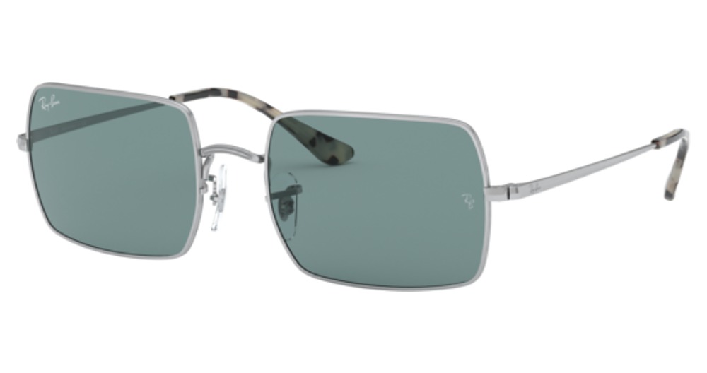 Ray-Ban RB1969 RECTANGLE square sunglasses in Silver/Azure Mirror Blue