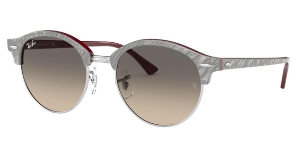 Ray-Ban RB4246 CLUBROUND round sunglasses in Wrinkled Grey on Bordeau/Clear Gradient Grey