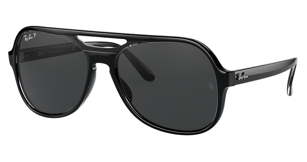 Ray-Ban RB4357 aviator sunglasses in Black Transparent Black/Polarized Black