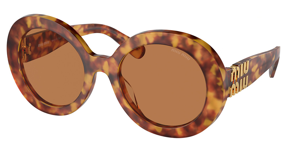 Miu Miu MU 11YS round sunglasses in Light Havana/Light Brown