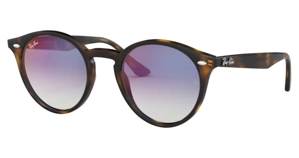 Ray-Ban RB2180 round sunglasses in Light Havana/Clear Gradient Blue Mirror Red