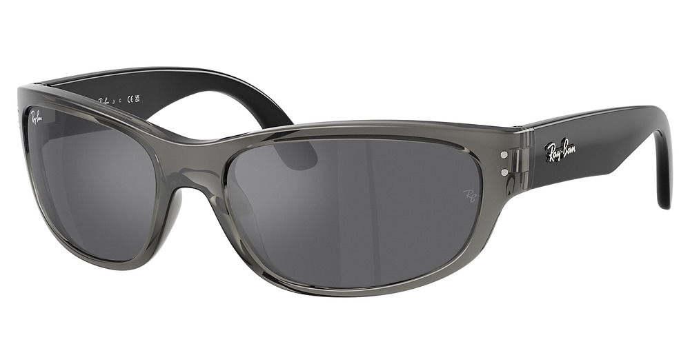 Ray-Ban RJ9189S rectangle sunglasses in Transparent Grey/Grey Mirror Silver