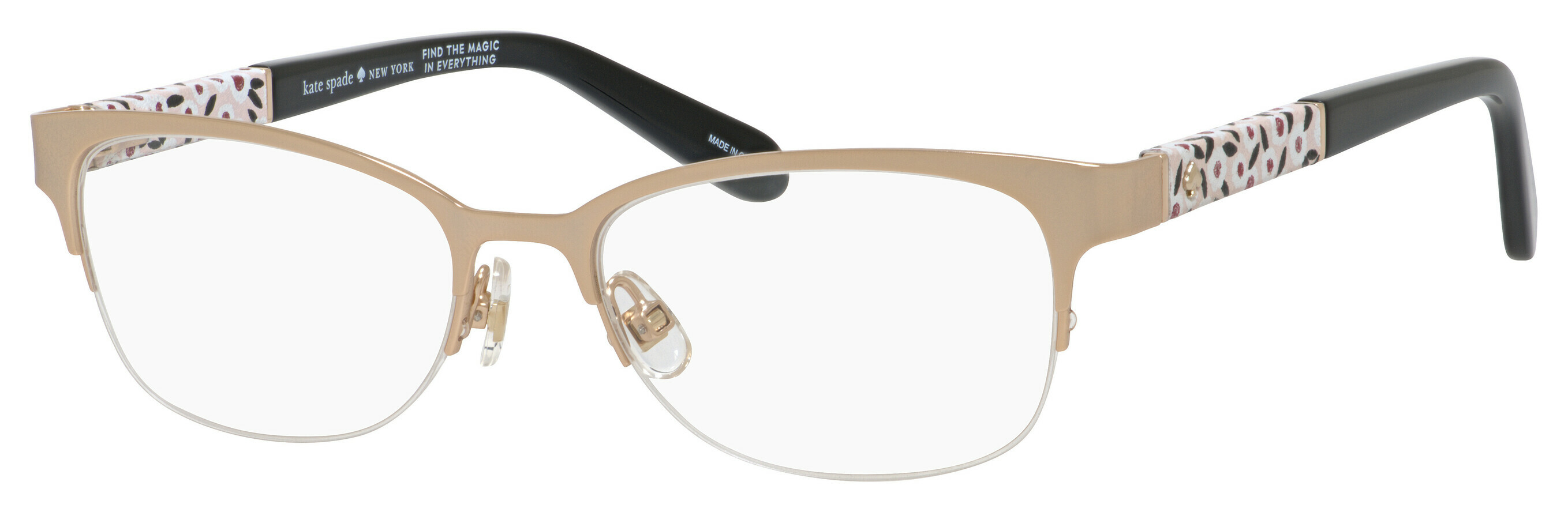 Kate Spade Valary Us round eyeglasses in Gold Pattern Red