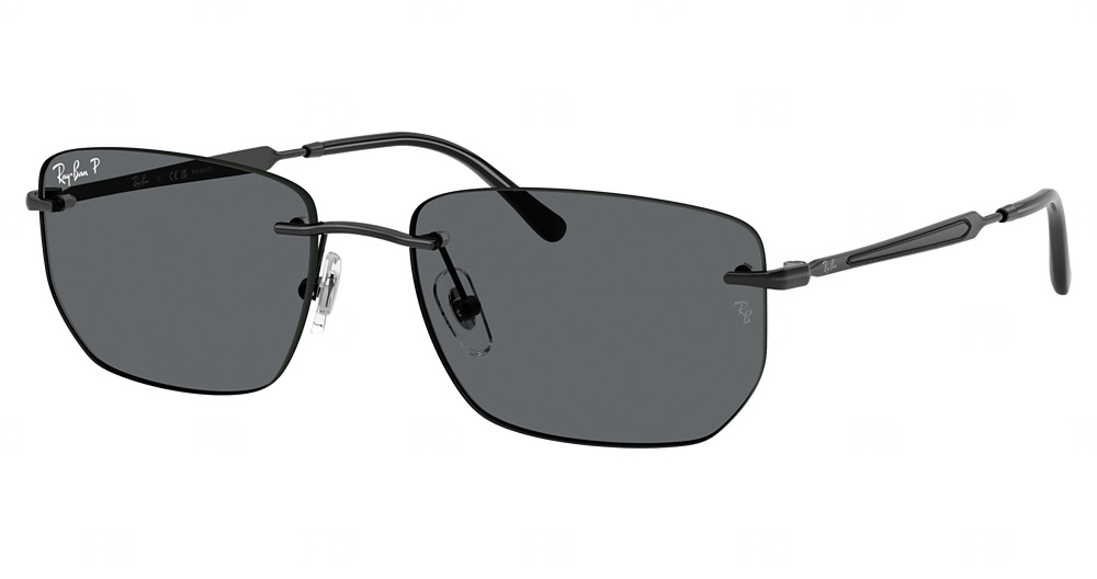 Ray-Ban RB3768 rectangle sunglasses in Black/Dark Grey Polarized