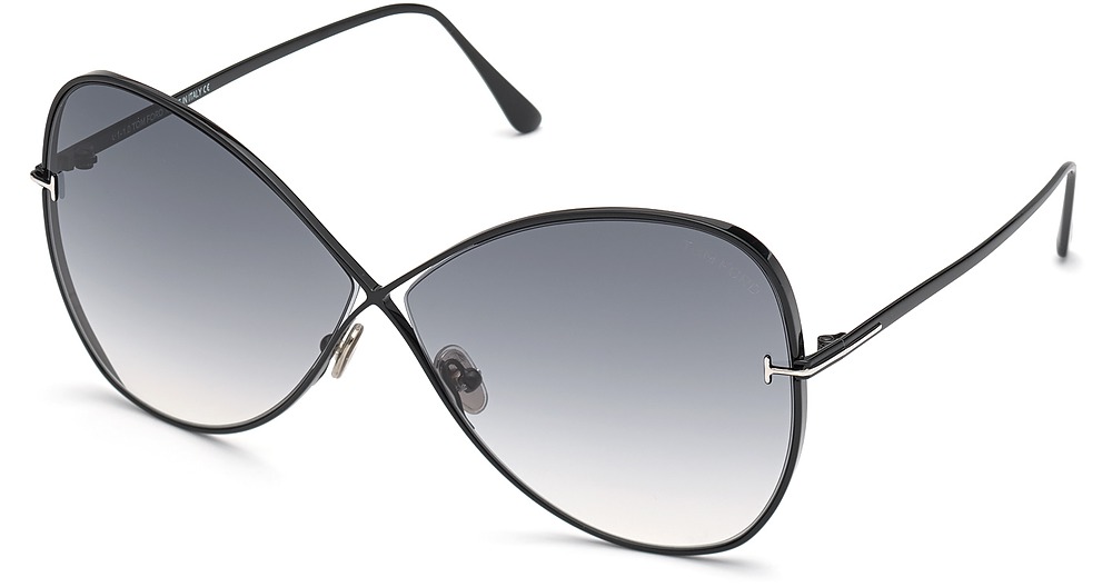 Tom Ford FT0842 irregular sunglasses in Shiny Black/Gradient Smoke