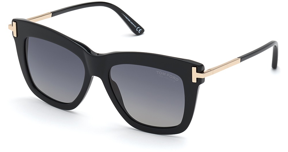 Tom Ford FT0822 square sunglasses in Shiny Black/Smoke Polarized