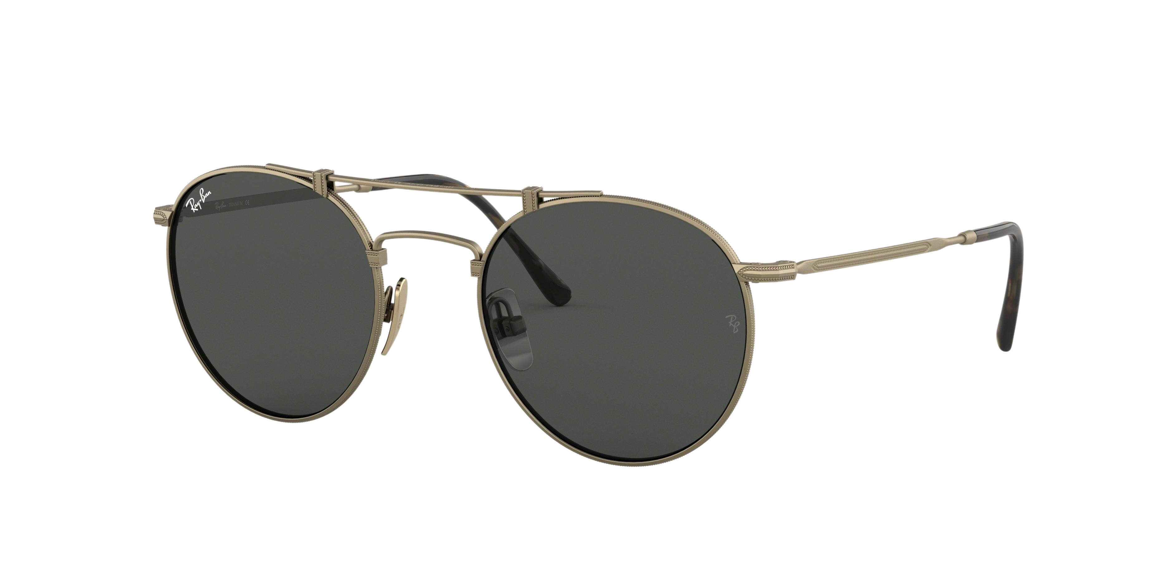 Ray-Ban RB8147 round sunglasses in Demi Gloss Antique Gold