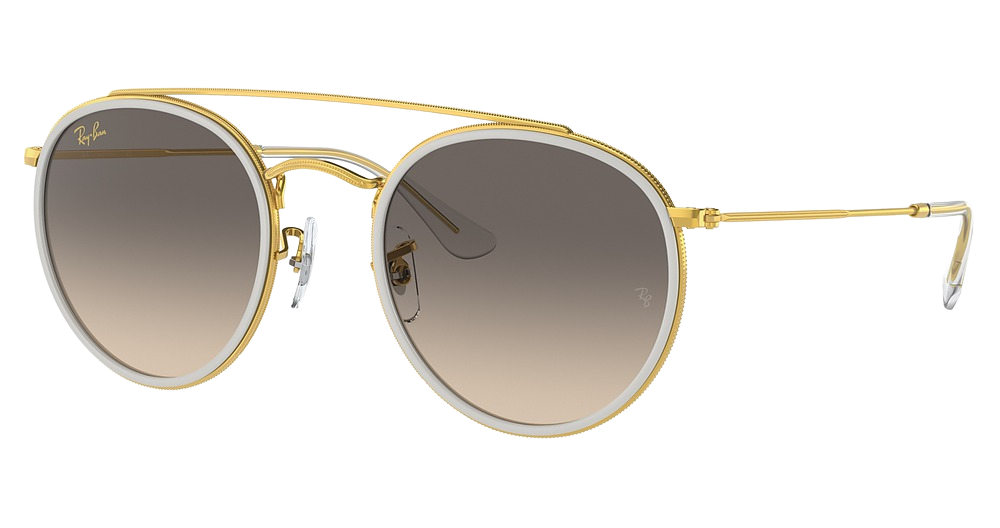 Ray-Ban RB3647N round sunglasses in Legend Gold/Clear Gradient Grey