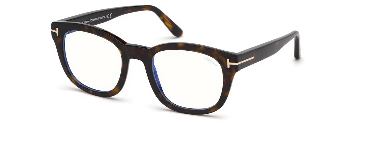 Shiny Dark Havana, Shiny Rose Gold "t" Logo / Blue Block Lenses