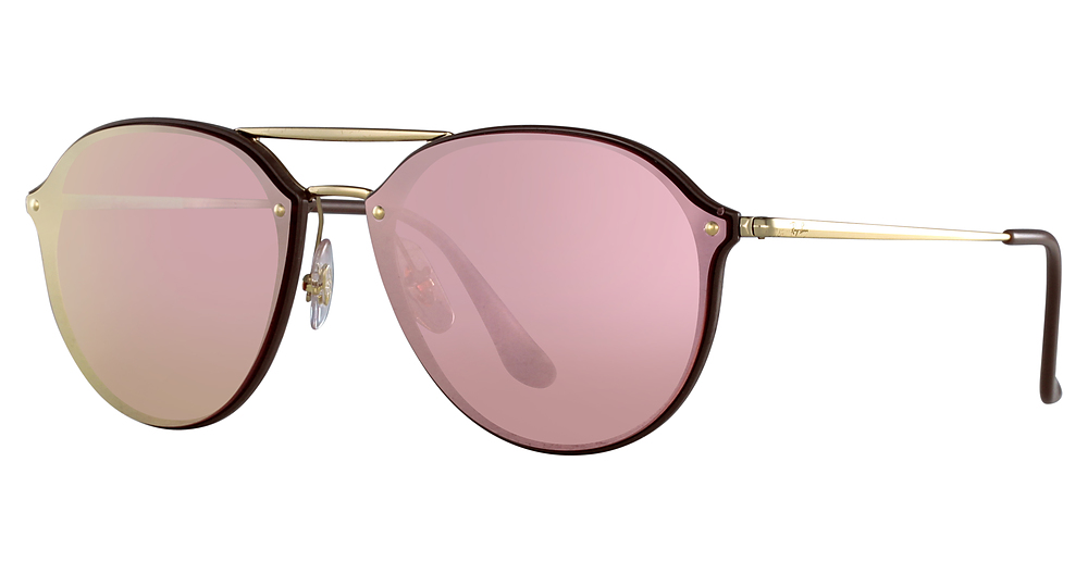 Ray-Ban RB4292N BLAZE DOUBLEBRIDGE round sunglasses in Brown/Pink Mirror Pink