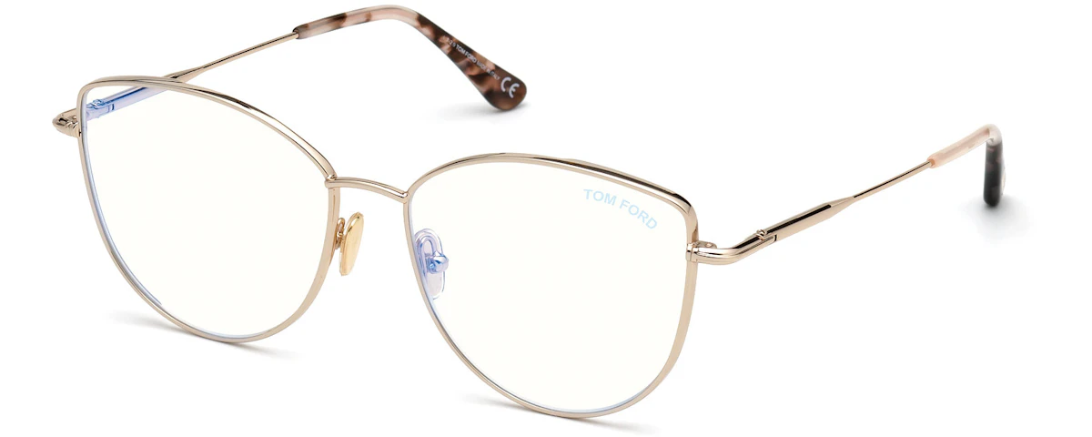 Shiny Rose Gold, Vintage Rose Havana Tips/ Blue Block Lenses