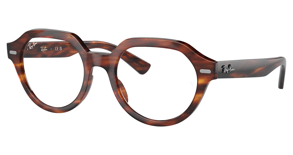 Ray-Ban RX7214F GINA round eyeglasses in Striped Havana