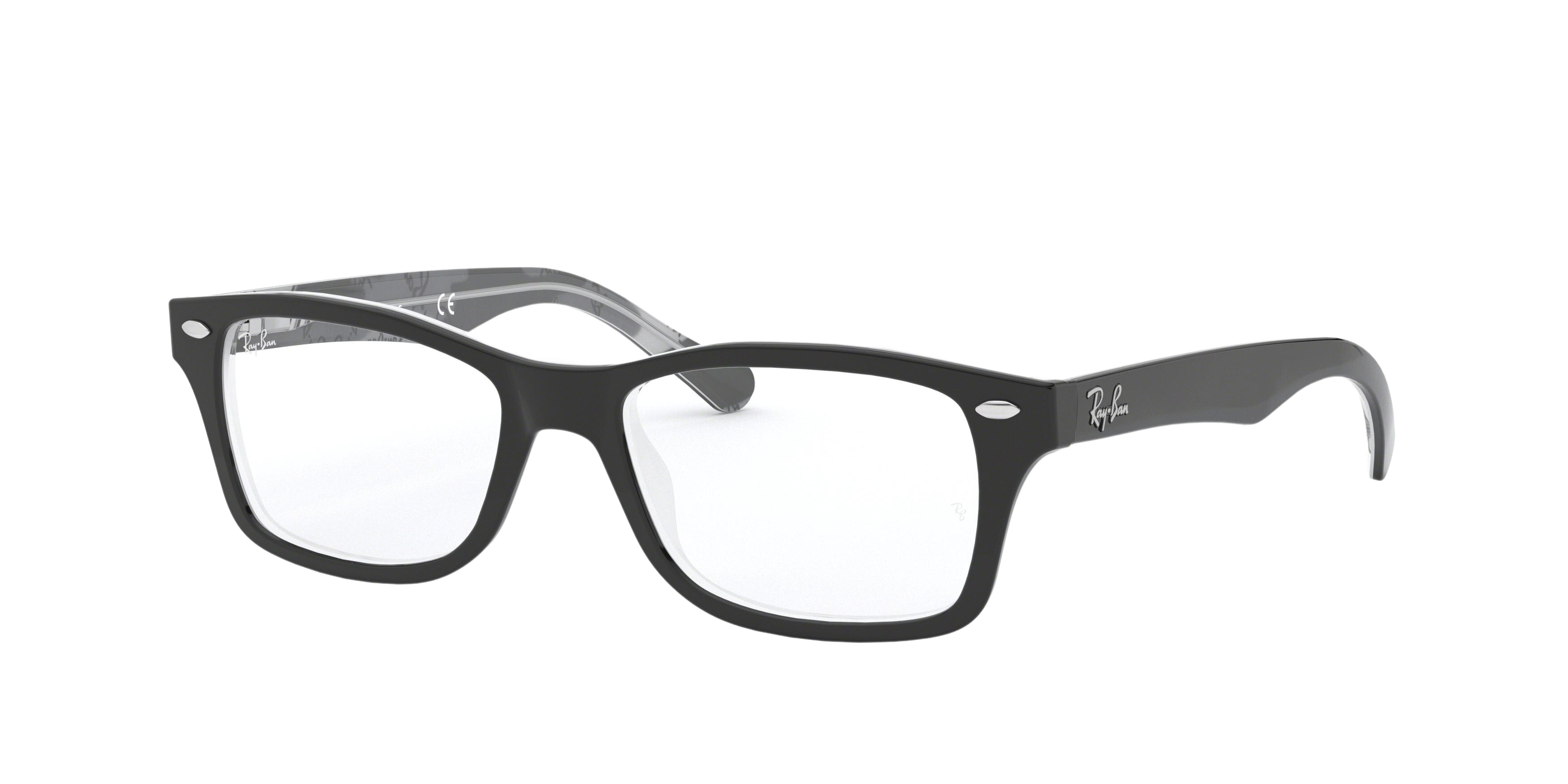 Ray-Ban RY1531 square eyeglasses in Black on Texture Grey Black