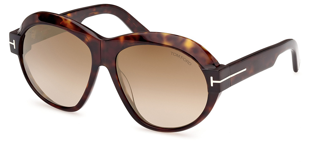 Tom Ford FT1113 round sunglasses in Dark Havana/Brown Mirror