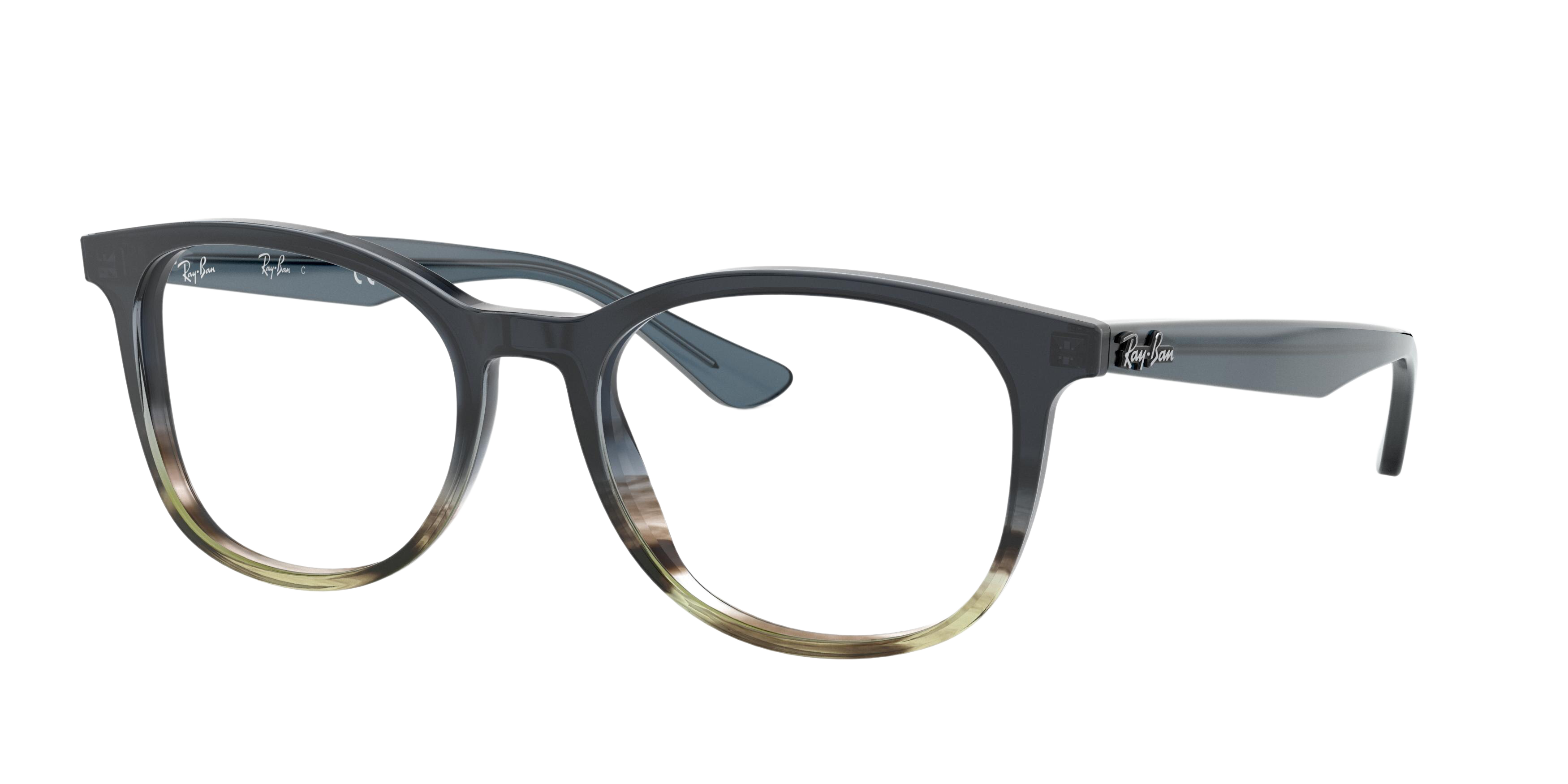 Ray-Ban RX5356 square eyeglasses in Gradient Grey on Stripped Grey