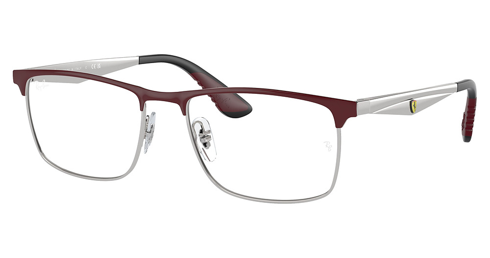 Ray-Ban RX6516M square eyeglasses in Dark Red on Silver
