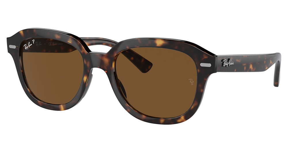 Ray-Ban RB4398F ERIK round sunglasses in Havana/Polarized Brown