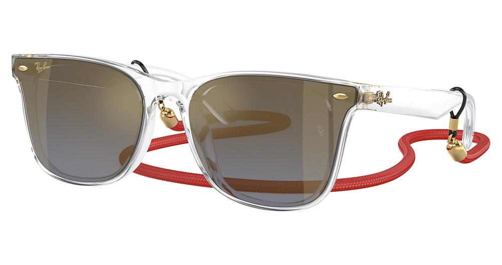 Ray-Ban RB4391D aviator sunglasses in Trasparent/Blue Gradient Grey Mirror Gold