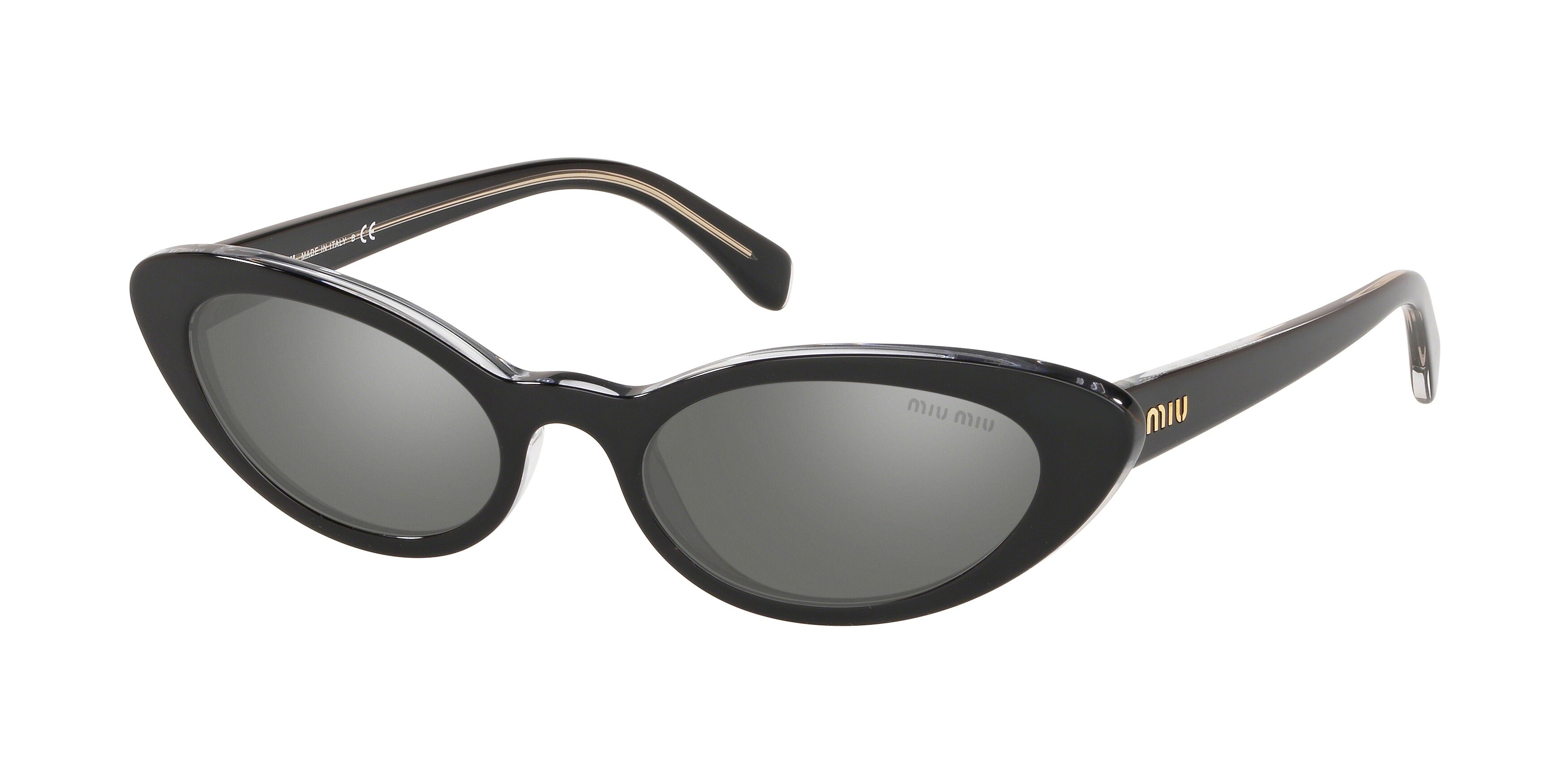 Miu Miu MU 09US cateye sunglasses in Top Black on Transparent