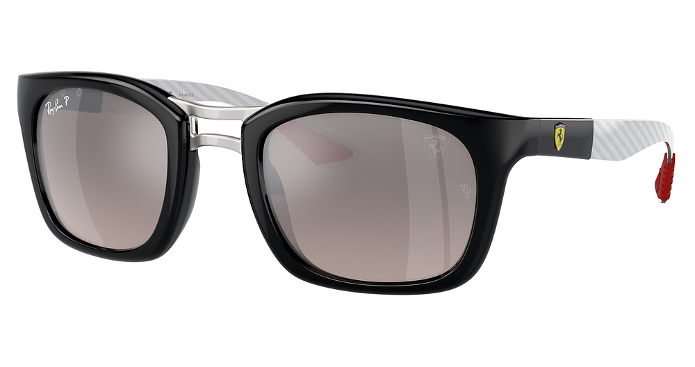 Ray-Ban RB8362M round sunglasses in Black/Grey Mir Grey Gradient Polarized