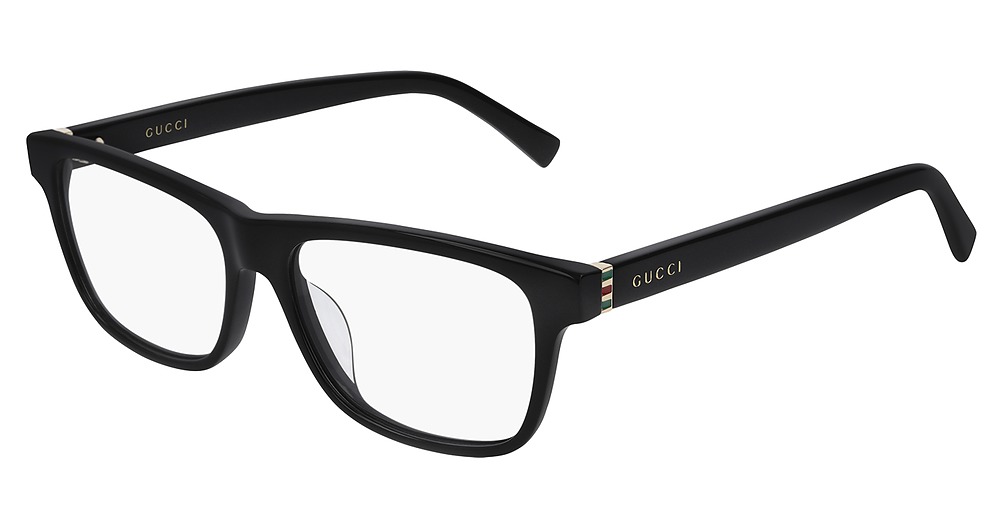 Gucci GG0454OA round eyeglasses in Black Gold Transparent