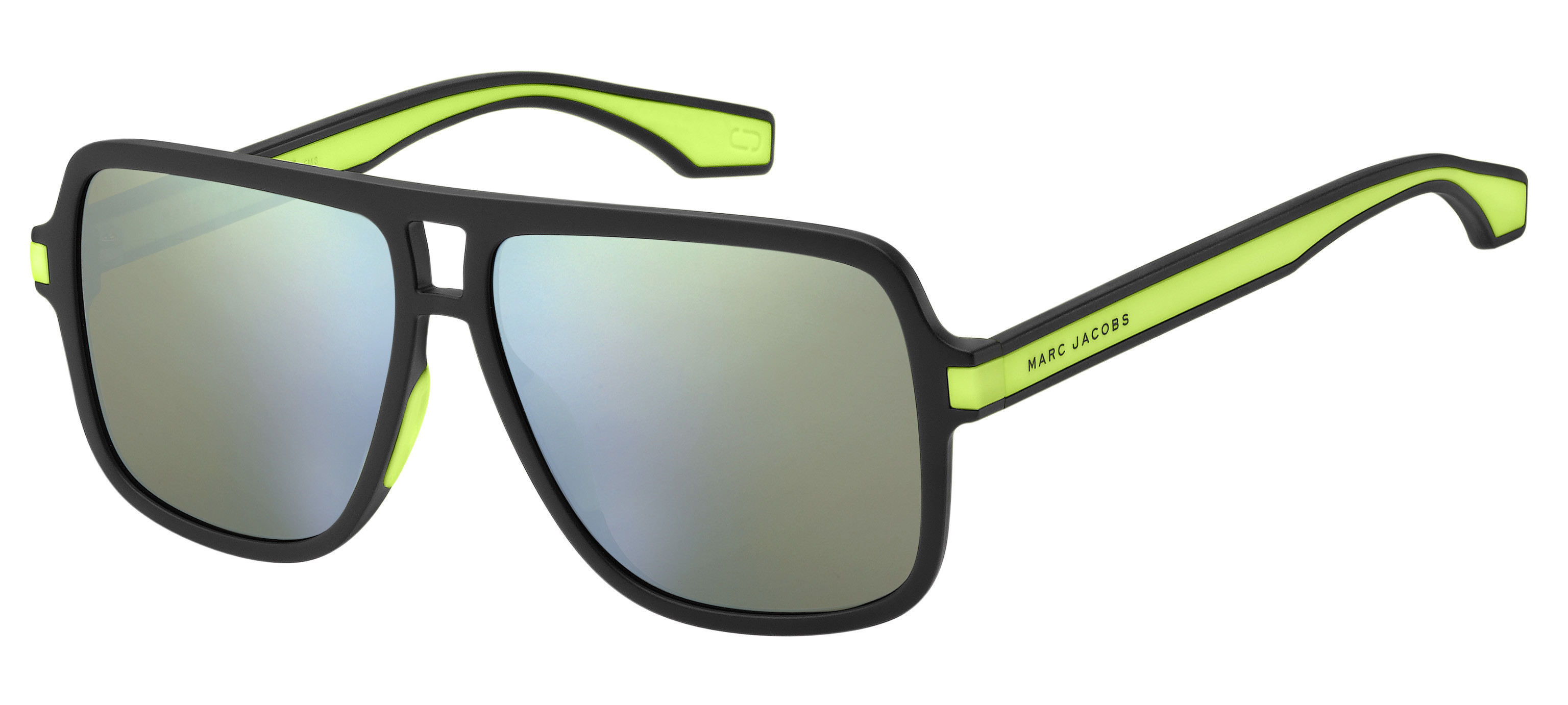 Marc Jacobs Marc 288/S rectangle sunglasses in Black Yellow (Qu Yellow Mirror)