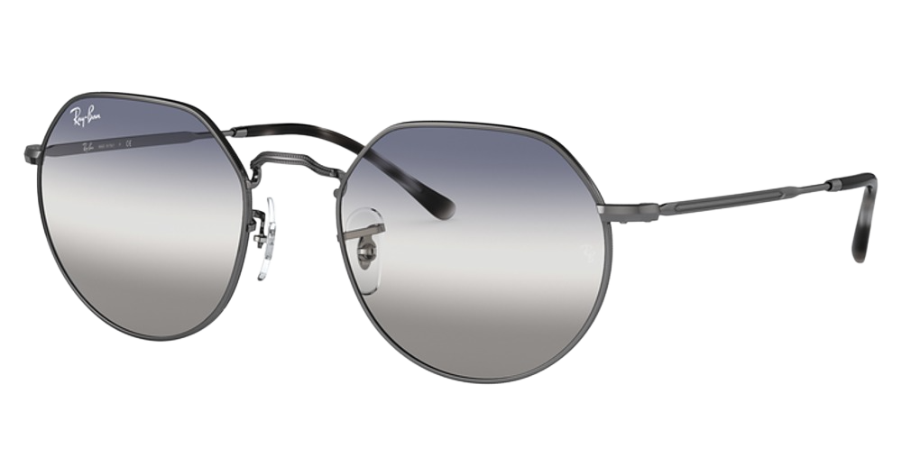 Ray-Ban RB3565 JACK round sunglasses in Gunmetal/Clear Gradient Blue