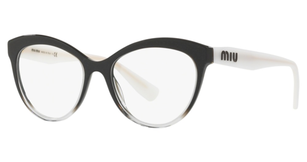 Miu Miu MU 04RV cateye eyeglasses in Black Glitter Gradient