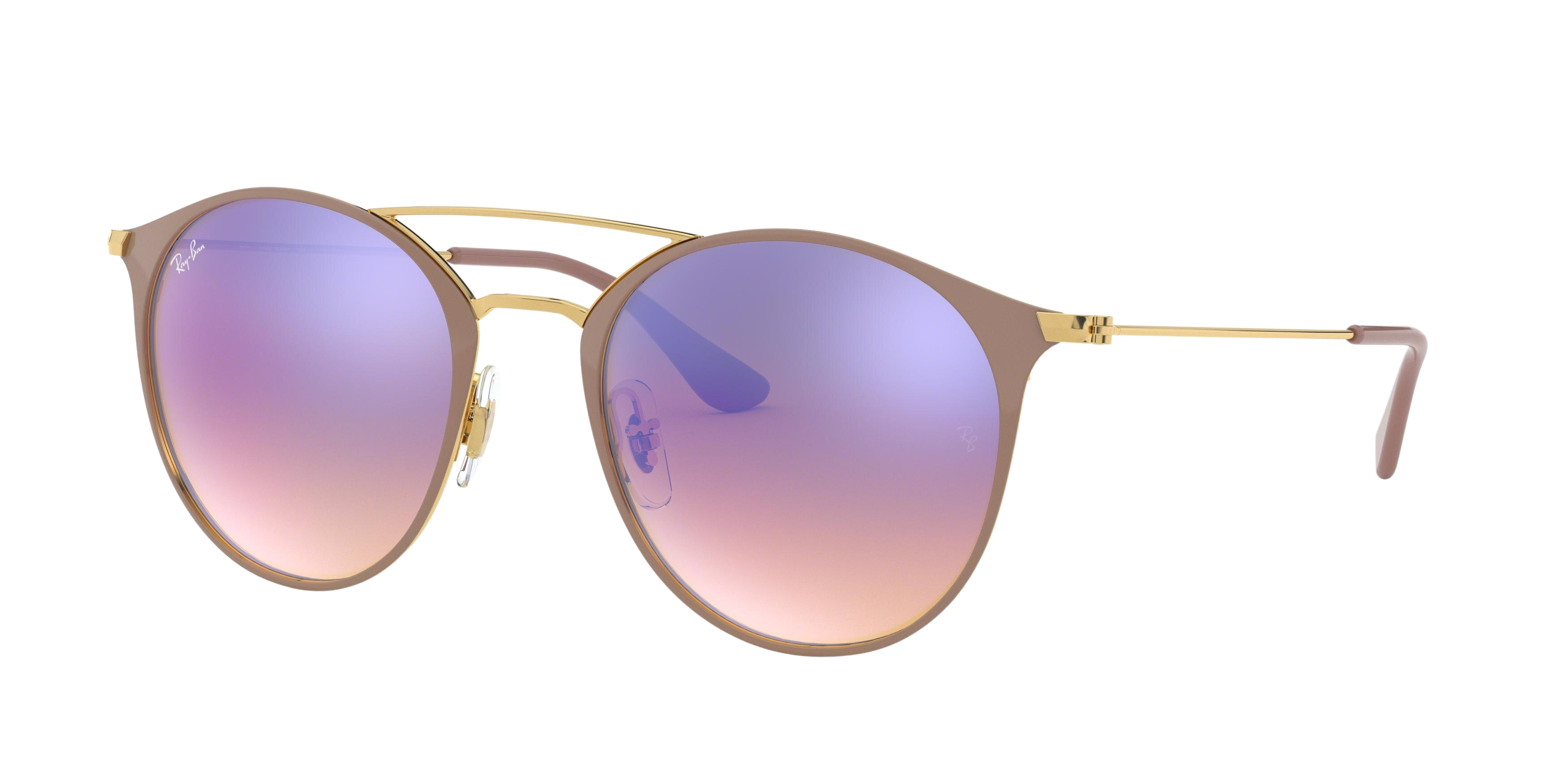 Ray-Ban RB3546 round sunglasses in Gold Top Beige