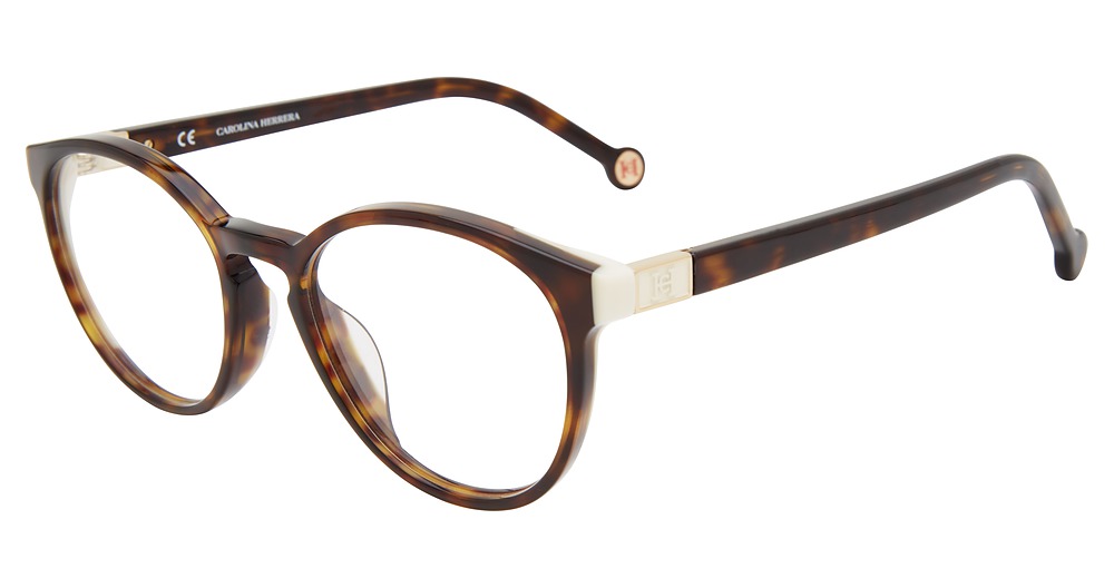 Carolina Herrera VHE875K round eyeglasses in Tortoise 722 Y
