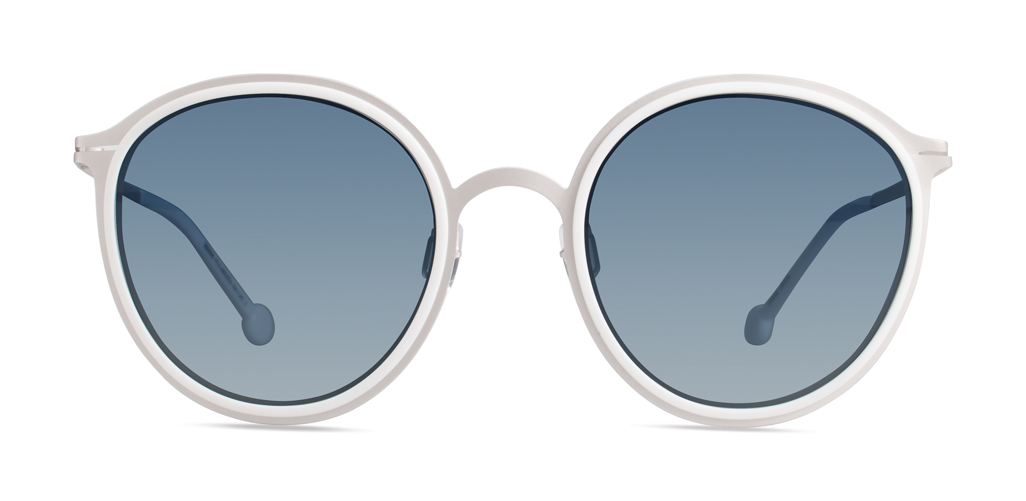 Modo STENDHAL round sunglasses in White/Silver