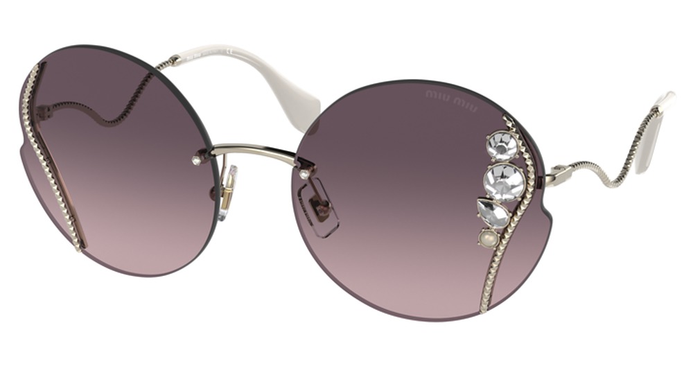 Miu Miu MU 50XS round sunglasses in Pale Gold/Pink Gradient Grey