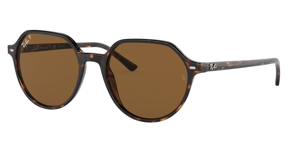 Ray-Ban RB2195F THALIA round sunglasses in Havana/Polarized Green