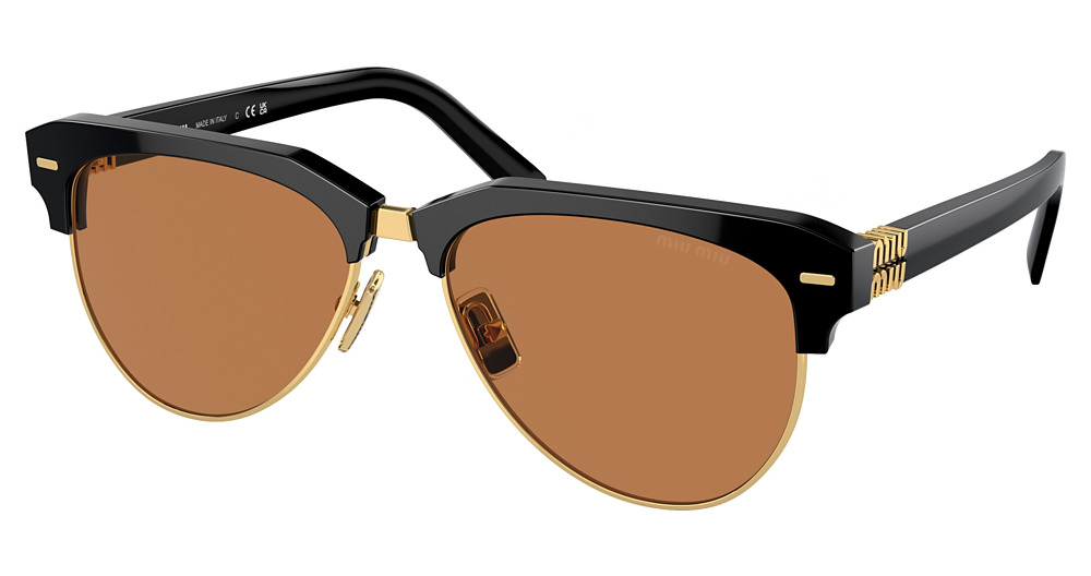 Miu Miu MU 09ZS round sunglasses in Black/Brown
