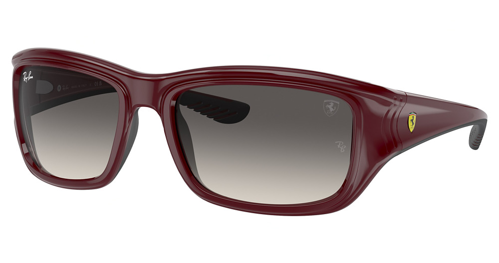 Ray-Ban RB4405M rectangle sunglasses in Dark Red on Rubber Black/Grey Gradient