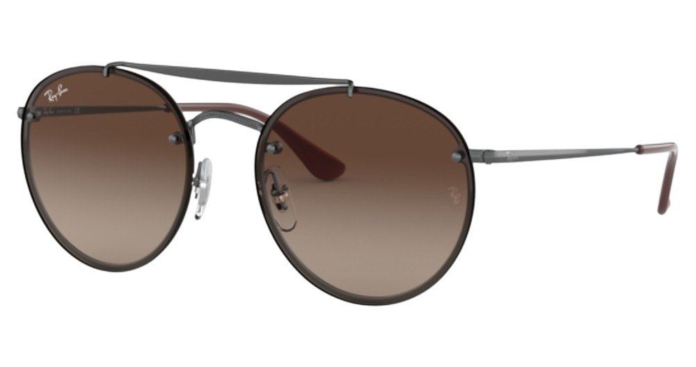 Ray-Ban RB3614N round sunglasses in Demi Gloss Gunmetal/Brown Gradient Dark Brown