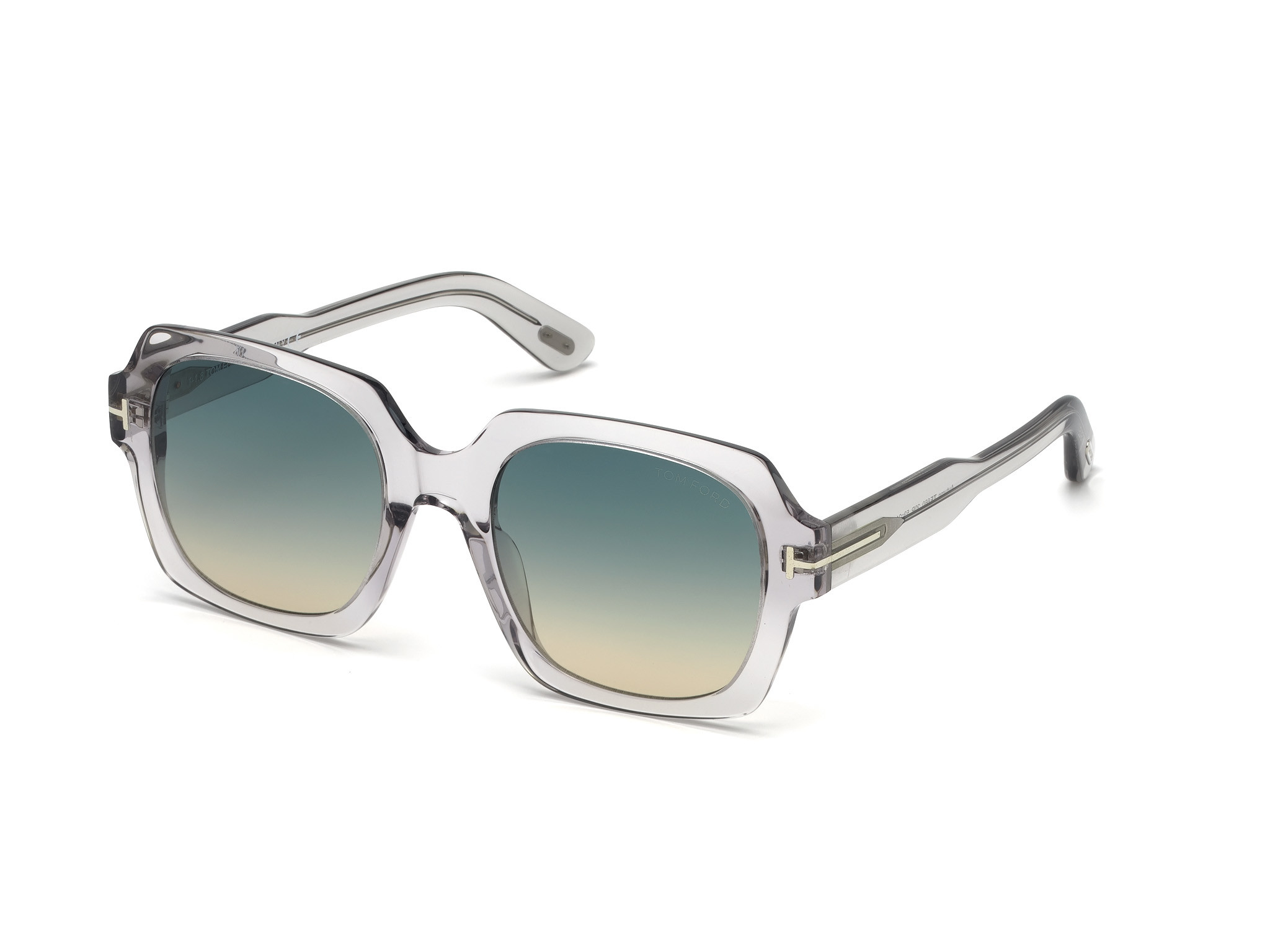 Tom Ford FT0660 Autumn square sunglasses in Shiny Transparent Grey